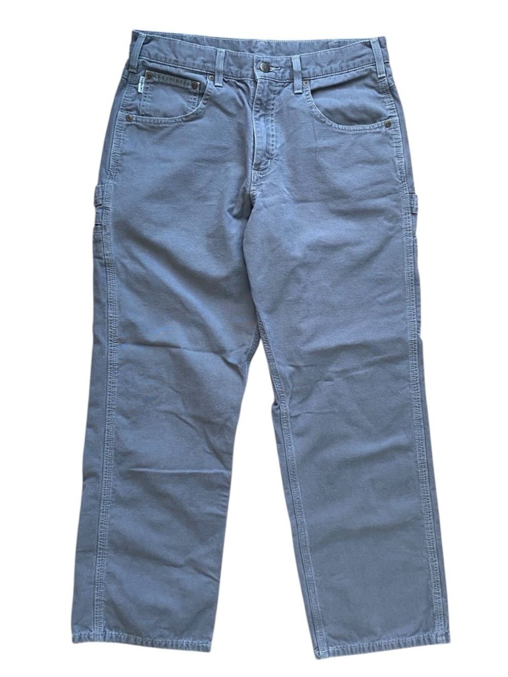 Carhartt B159 Canvas Carpenter Pants Gray 32 Loose Fit Straight Leg Workwear